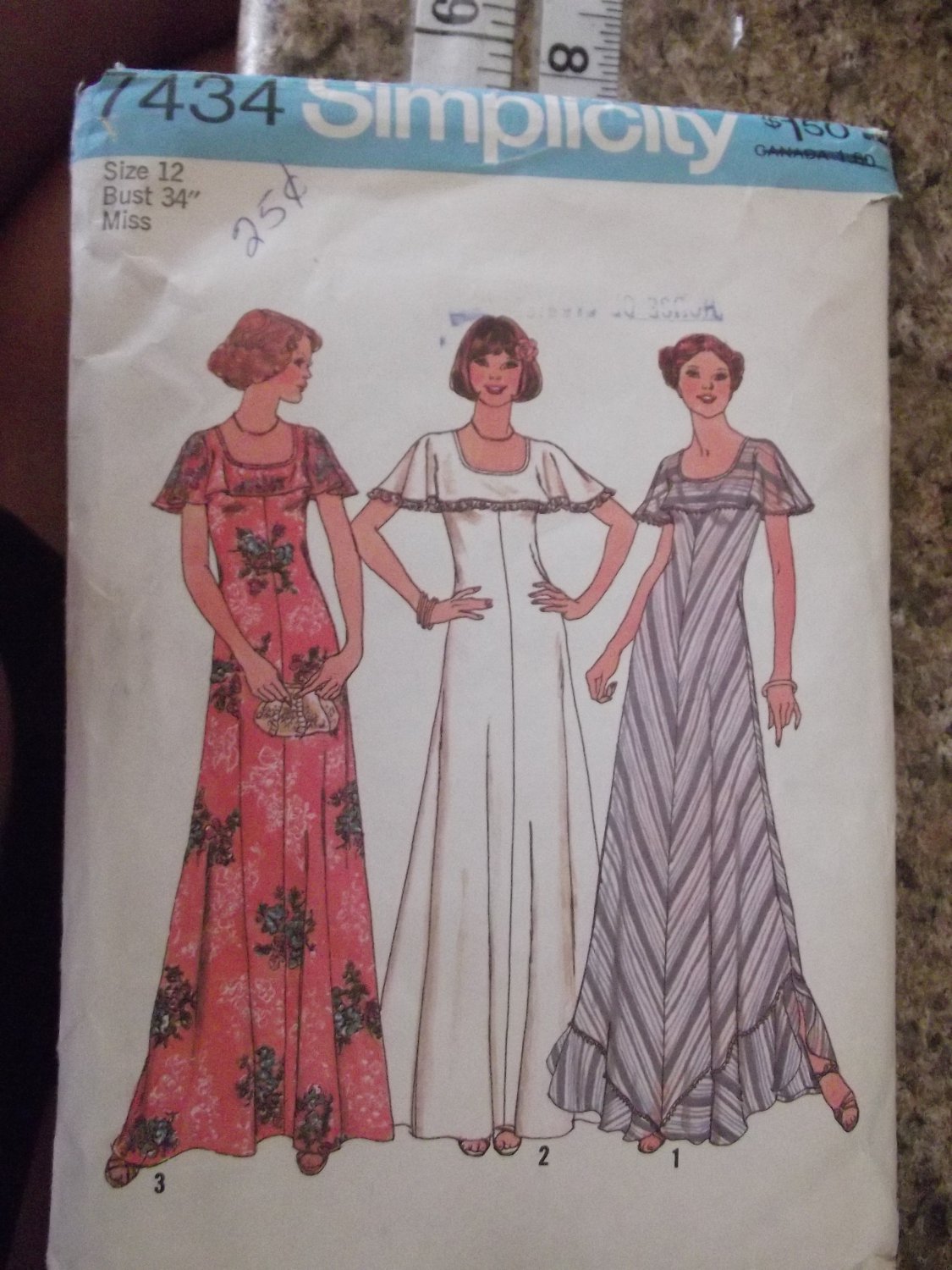 Vintage Simplicity Pattern 7434 Size 12 1976