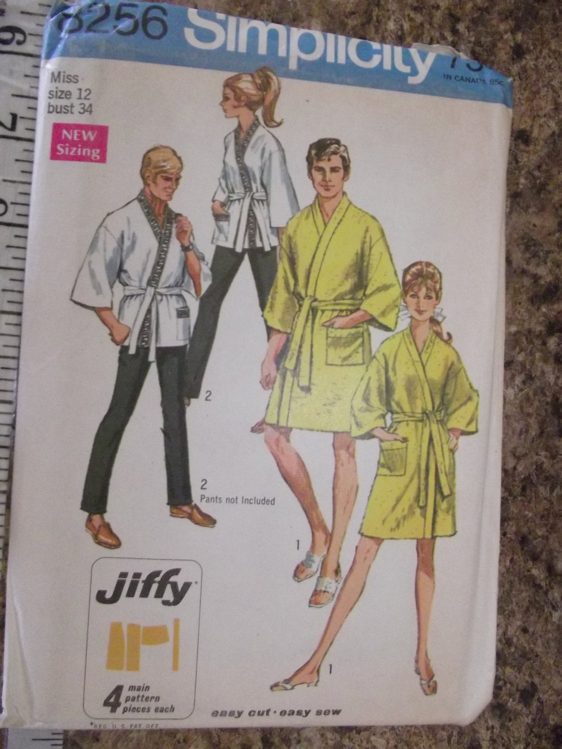 Vintage Simplicity 8256 Jiffy Kimono Robe Men's & Miss