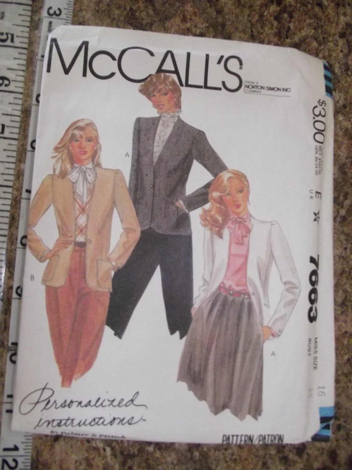 Vintage McCalls pattern 7663 1981 Uncut