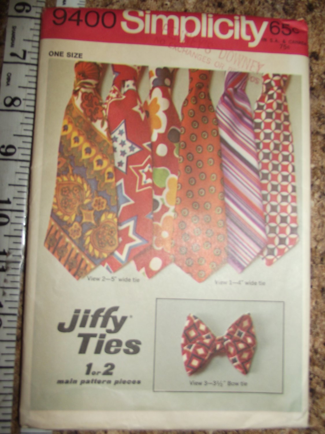 Vintage Simplicity 9400 Jiffy Ties & Bow Tie Uncut