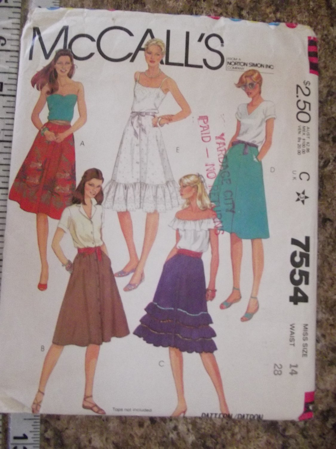 Vintage McCalls pattern 7554 size 14