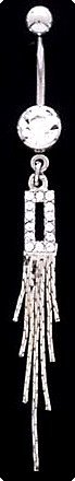 Crystal Pave Dangle RECTANGLE Navel Belly Button Ring BJ11