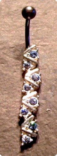 Sexy Blue Sparkling Crystal Stainless Steel Belly Ring BJ124