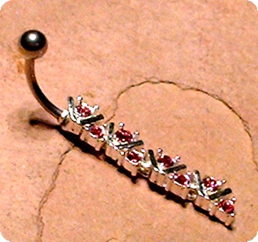 Sexy Pink Sparkling Crystal Stainless Steel Belly Ring BJ124