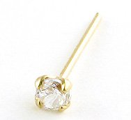 Solid 14K Gold Nose Stud PIN Clear CZ Cubic Zirconia BJ52GCZ