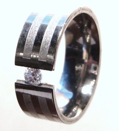 Floating CZ Stainless Steel Ring SSR27, Size 8, 10