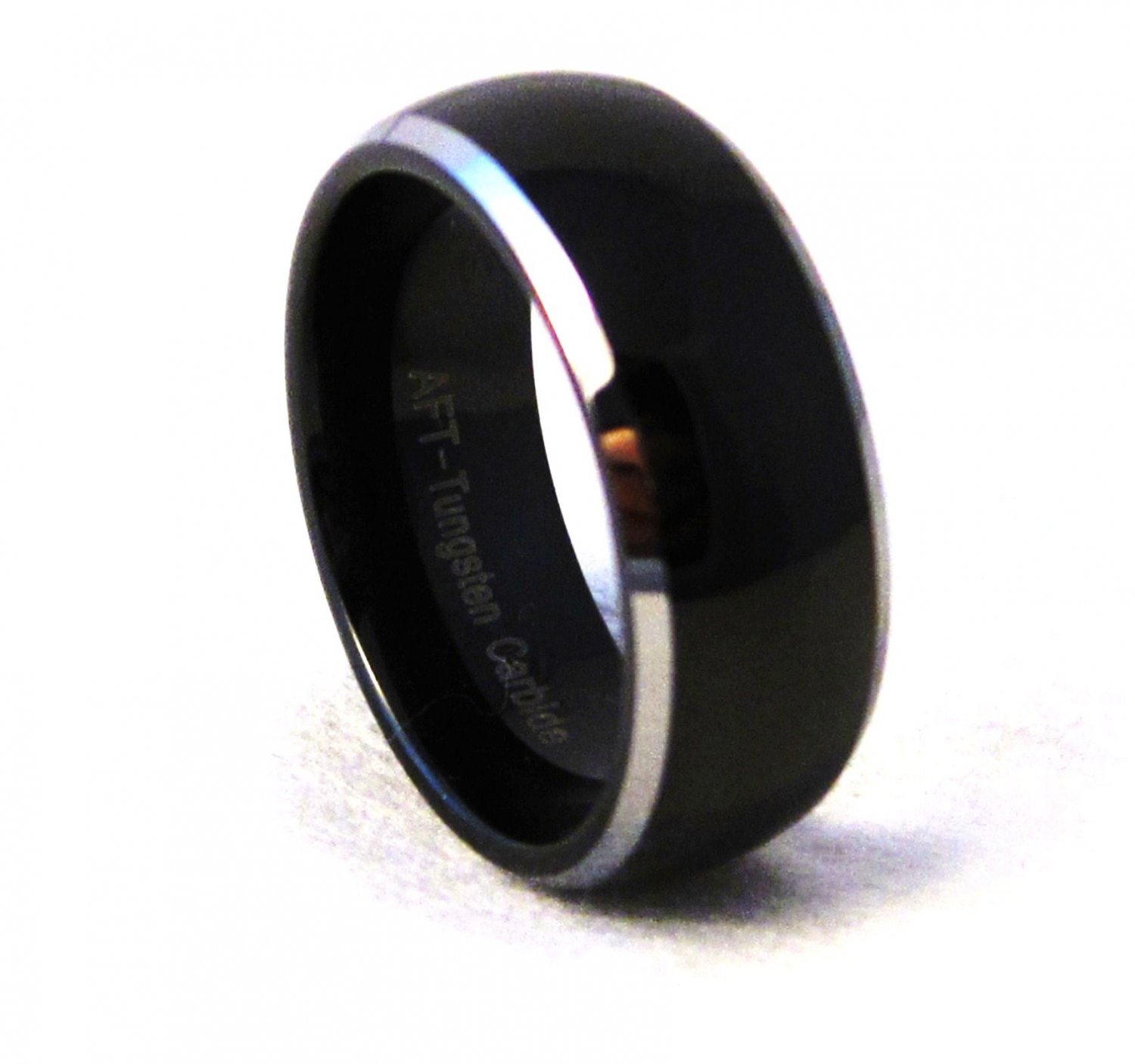 8mm Unisex Dome Shaped Black Tungsten Carbide Wedding Ring TU6004