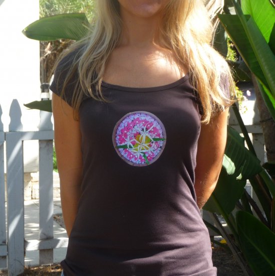 Brown Flower Scoop Tee