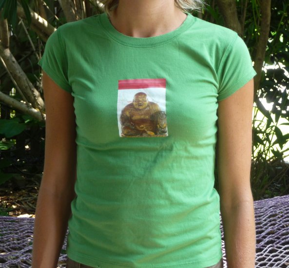 Grass Green Distressed Vintage Tee Buddha Yoga
