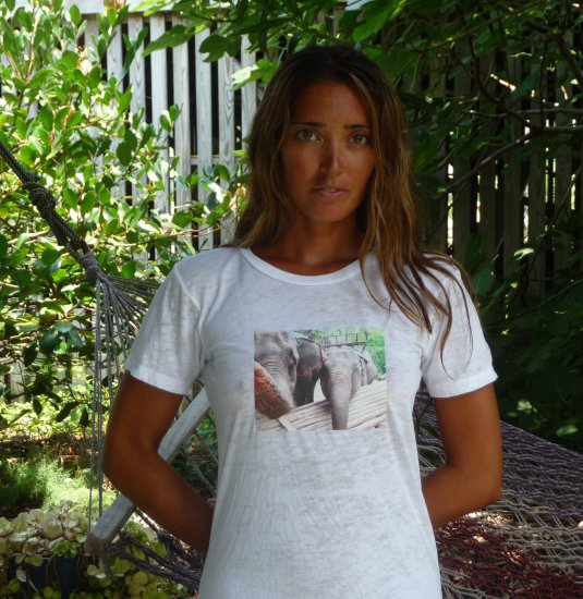 White alternative apparel burnout tee elephants photo Medium