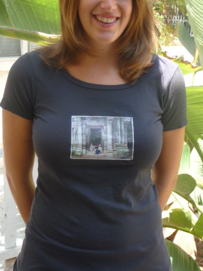 Coal colored organic scoop tee cambodia angkor wat small medium large alternative apparel