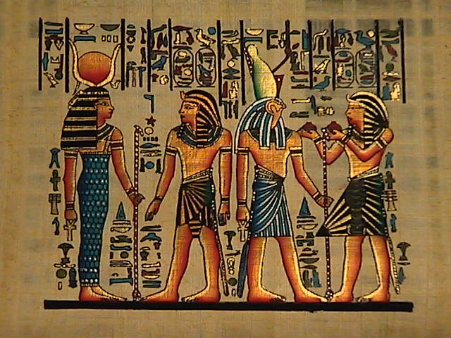 Horemheb Presents Liquids To Horus And Hathor
