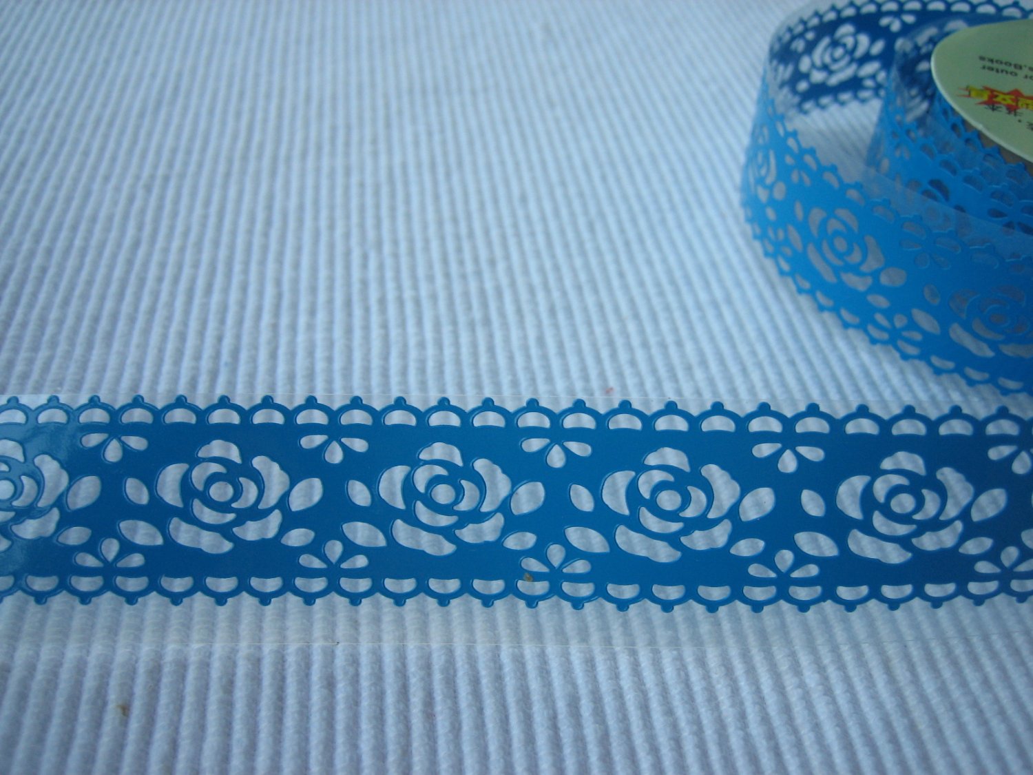 1 roll 24mm x 1m PVC Lace Tape Roses Design Blue Colour