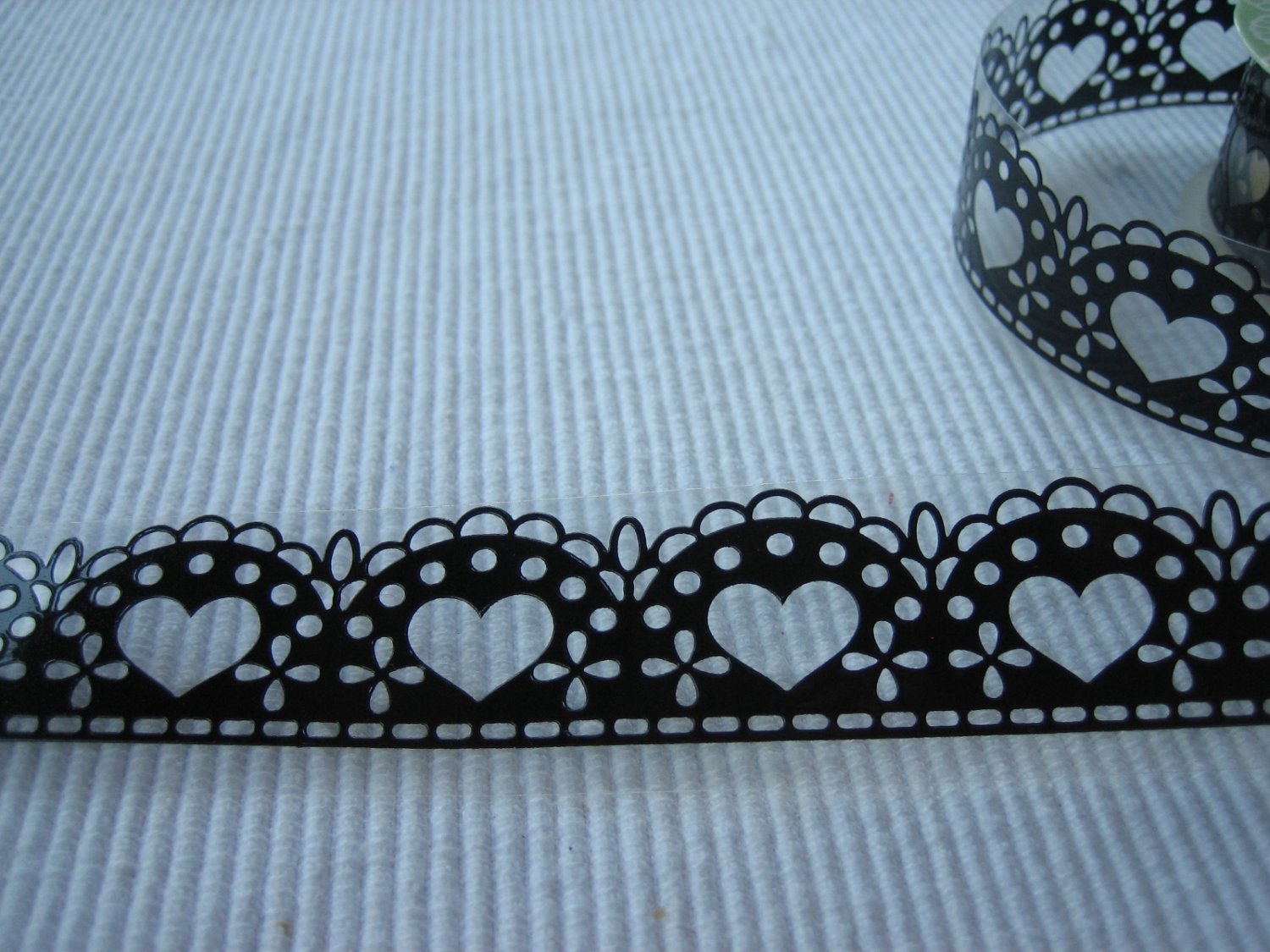 1 roll 24mm x 1m PVC Lace Tape Heart Design Black Colour