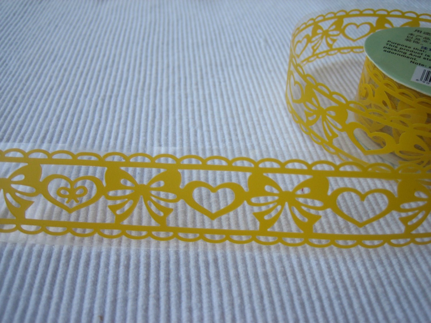 1 roll 24mm x 1m PVC Lace Tape Bow Design Yellow Colour