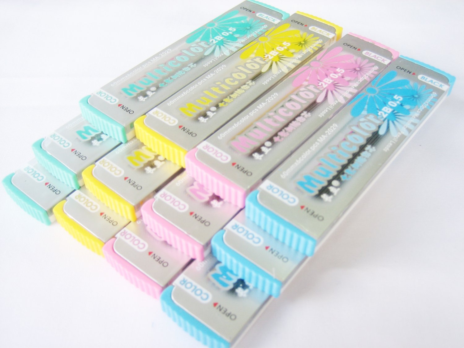 12 tube 0.5mm 2B Multicolor Mechanical Pencil Refil Lead 60mm