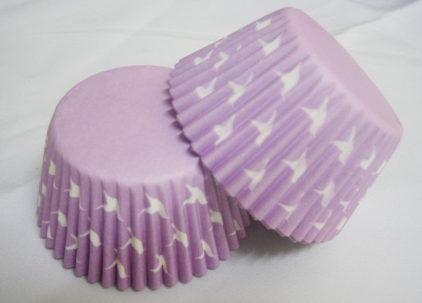 100pcs Purple Cake Cup Printed with White Dove US Standard Size