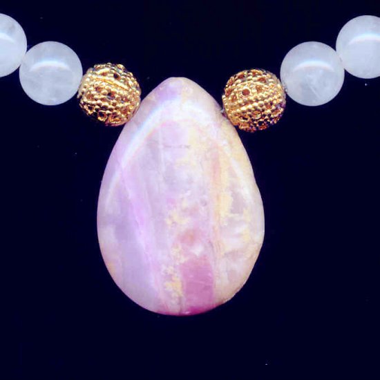 Pink Peruvian Opal, Rose Quartz, and Glass Necklace