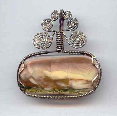 Sunset Jasper Wire Wrap Sterling Pendant