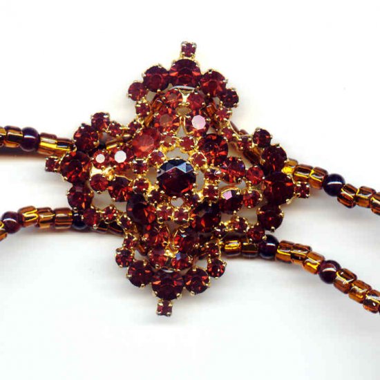 Reconstructed Vintage Garnet and Glass Necklace