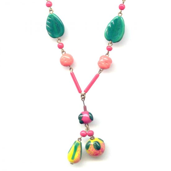 Vibrant Czech Glass Fruit Necklace