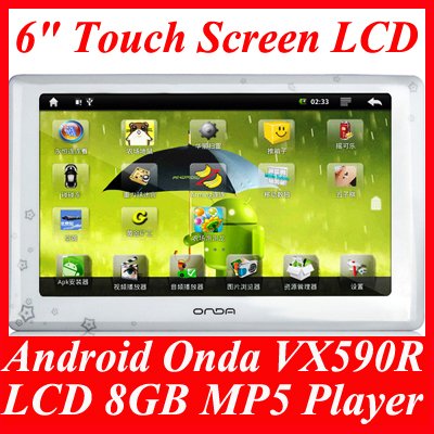 Google Android Smart Onda VX590R 6" Touch Screen LCD 1080P 8GB MP3 MP4 MP5 Player