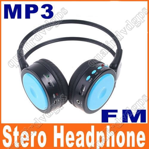 Digital Wireless Headphone FM SD/TF Stero Music blue