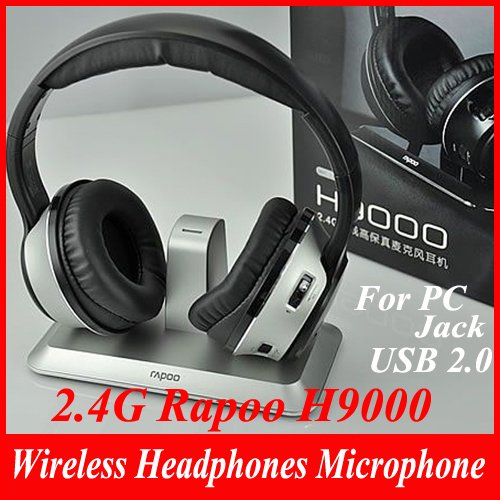 High Definition 2.4G Rapoo H9000 Wireless Headphones Microphone For PC USB 2.0 Jack
