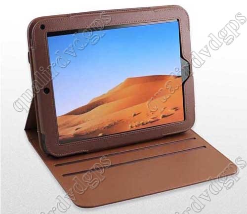 360 degree Rotary brown Genuine Leather Case For HP Touchpad Tablet
