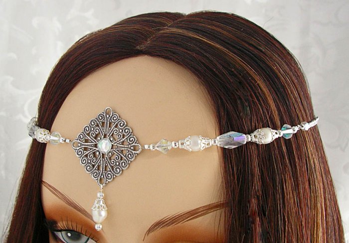 PEARL medieval Elven LARP CIRCLET crown wedding tiara