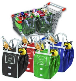 Shopping Cart Tote Bags- Set of 3- IN GREEN ONLY
