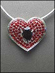 RED RHINESTONE HEART PENDANT NECKLACE