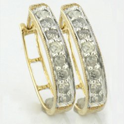 HALF CARAT WHITE DIAMOND HOOP EARRINGS