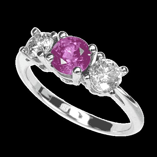WHITE DIAMOND PINK SAPPHIRE ENGAGEMENT RING