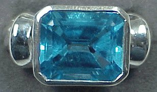 BLUE TOPAZ EMERALD CUT RING