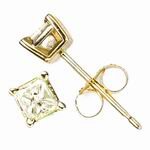ONE CARAT PRINCESS CUT DIAMOND EARRINGS