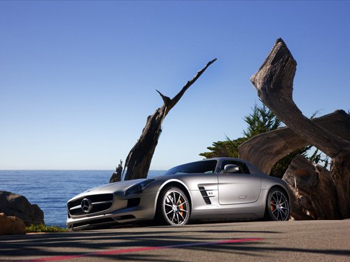 Mercedes-Benz SLS AMG Gullwing Car Archival Canvas Car Print (Rolled) 16" x 12"