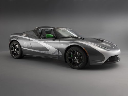 Tesla TAG Heuer Roadster (2010) Car Archival Canvas Print (Rolled) 16" x 12"