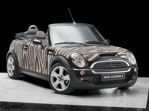 Mini Cooper Wears Bisazza Zebra Concept Car Poster Print on 10 mil Archival Satin Paper 16" x 12"