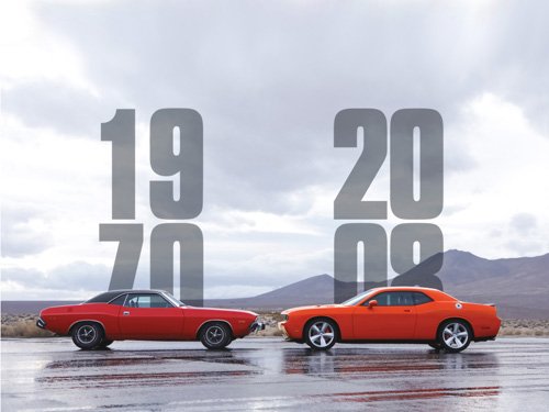 Dodge Challenger 1970 / 2008 Car Poster Print on 10 mil Archival Satin Paper 16" x 12"