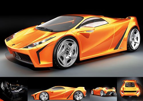 Ferruccio Concept Car Poster Print on 10 mil Archival Satin Paper 24" x 17"