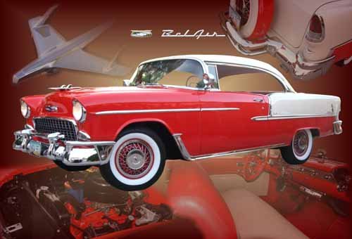 Chevrolet Bel Air Hardtop (1955) Custom Car Poster Print on 10 mil Archival Satin Paper 30" x 20"