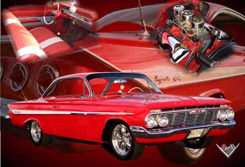 Chevrolet Impala Collage (1962) Car Poster Print on 10 mil Archival Satin Paper 24" x 16"