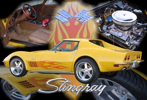 Chevrolet C3 Corvette Coupe Collage (1972) Car Poster Print on 10 mil Archival Satin Paper 24" x 16"