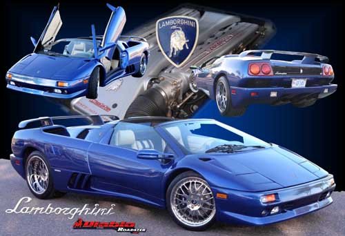Lamborghini Diablo Roadster Collage Car Poster Print on 10 mil Archival Satin Paper 24" x 16"