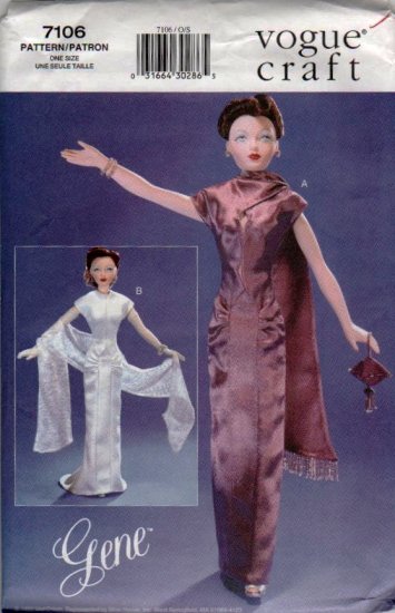 Gene Fashion Doll 15 1/" Vogue Craft Premier Night 40's Fashions Sewing Pattern NEW
