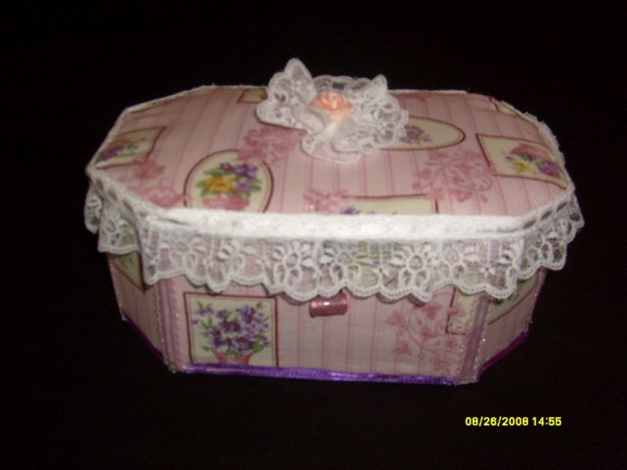 Pretty as a Princess Handmade Fabric Keepsake Box 6" tall / 10.5" wide