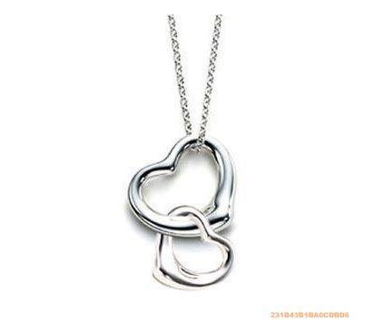 Stunning double heart design necklace 925 sterling silver 18"