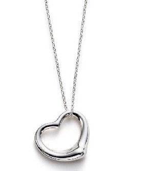 925 sterling silver single heart design necklace 18"