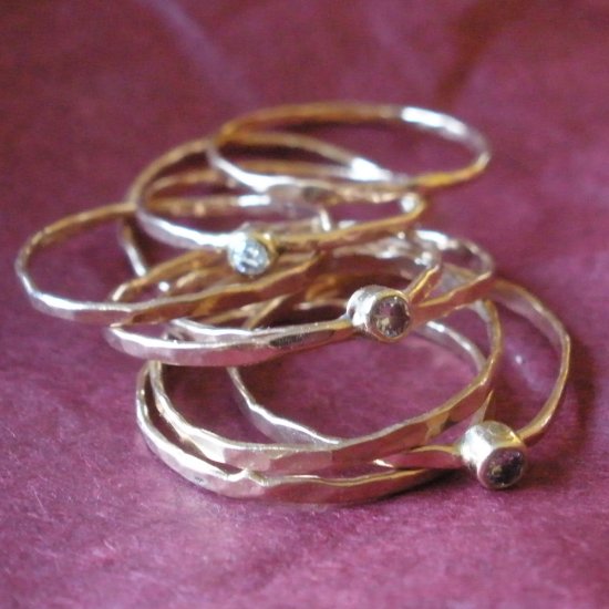 rose gold and diamond stacking rings